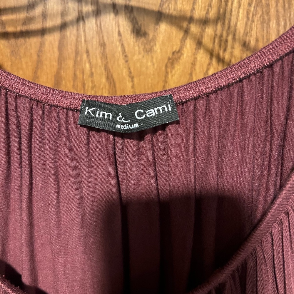 Kim & Cami Dusty Rose Tie-Front Blouse - Picture 2 of 3